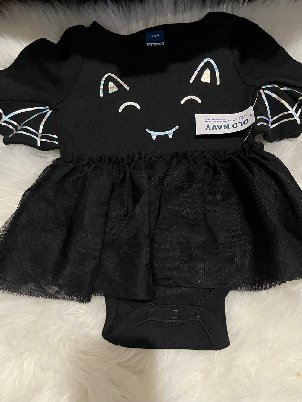 Old Navy Black Holographic Bat Tutu Bodysuit